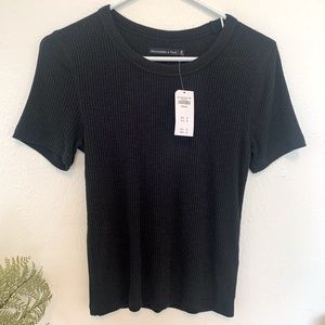 Abercrombie and fitch ribbed womens top black size M